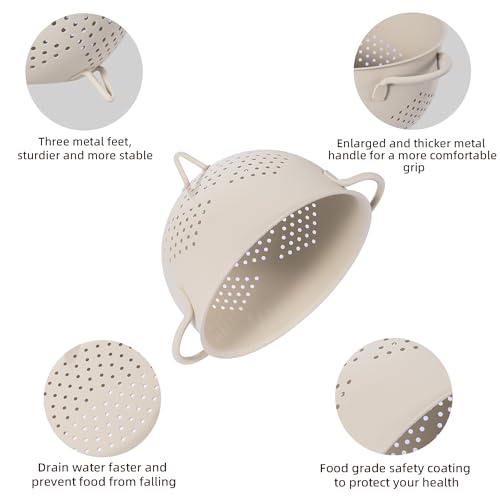 Metal Colander 5 Quart Powder Coated Self (Sand Yellow)