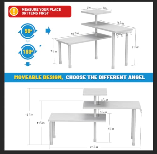 3 Tier Bathroom Countertop Corner Shelf Organizer (White)