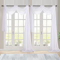 White Sheer Scarf Valances for Windows 216 Inch Extra Long (White / 42"W x 216"L (Pack of 2))