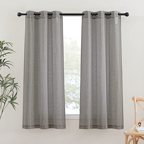 Charcoal Grey Linen Curtains for Bedroom 63 inch Long (36"W x 63"L (Pack of 2) / Charcoal Grey)