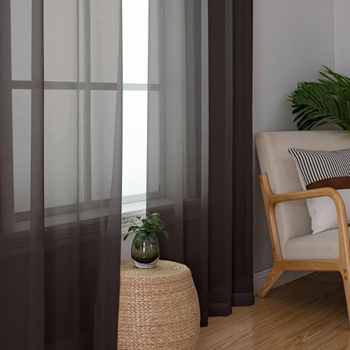 Chocolate Sheer Curtains 96 Inches Long (Chocolate / 42"W x 96"L (Pack of 2))