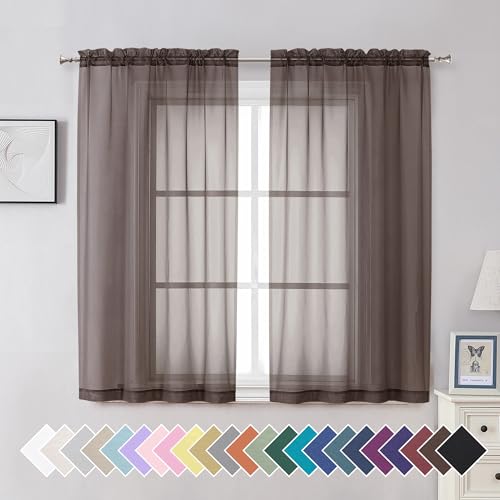 Chocolate Sheer Curtains 54 Inches Long 2 Panels (42"W x 54"L (Pack of 2) / Chocolate)