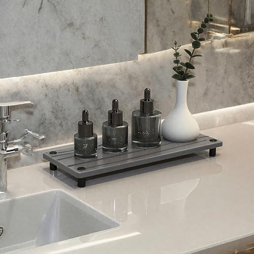 Quick Dry Sink Caddy Kitchen Sink Organizer (Gray Metal Foot Wave Large)