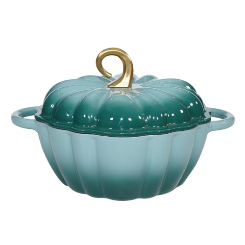 Pumpkin Enameled Cast Iron Dutch Oven with Lid (Cyan / 4.5QT)