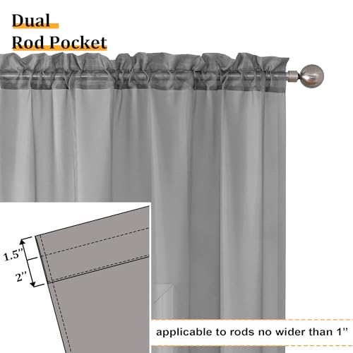 Sheer Voile Window Treatment Rod Pocket Curtain Panels for Kitchen Bedroom Living Room Drapes Sunlight Filtering Privacy Semi Home Decor Assorted (42"W x 90"L (Pack of 2) / Charcoal Grey)