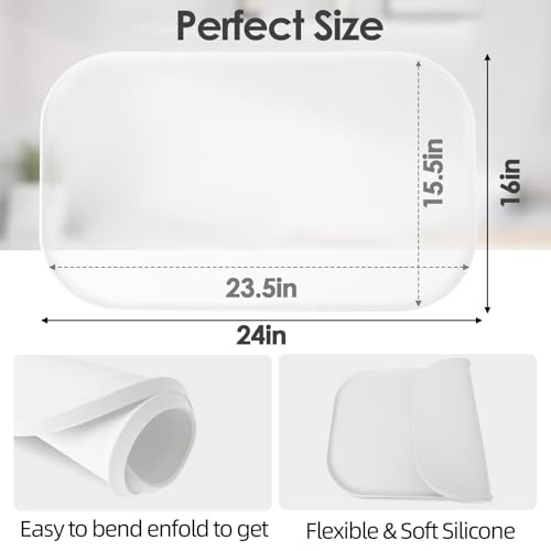 Silicone Coffee Maker Mat with Lip for Countertops (Translucent / 24'' x 16'')