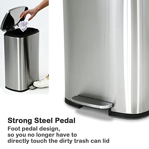 50 Liter 13 Gallon Kitchen Trash Can (Stainless Steel)