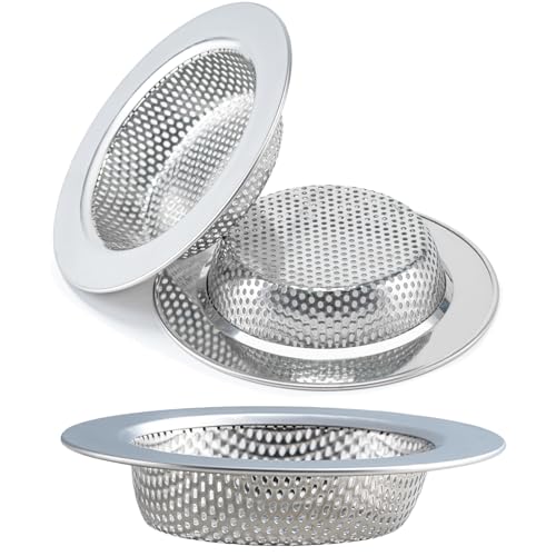 3 Pcs Sink Strainer for Most Kitchen Sink Drain Basket (Silver(3 Pcs))