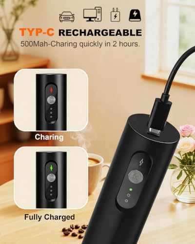 3 Speed Rechargeable Milk Frother Handheld Foam Maker (True Black)