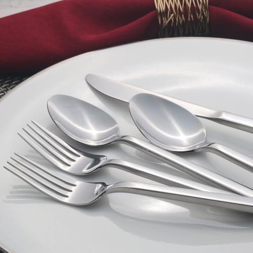 Cube 45 Piece Forged Stainless Steel Flatware Set Cutlery Set (Silver / 45 pieces for 8)