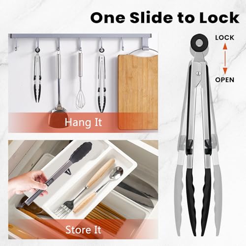Kitchen Cooking Tongs Set (Black)