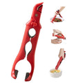 3-in-1 Hot Plate Gripper Tongs,Multi-Angle Hot Plate Gripper, Silicone Non-slip Hot Dish Plate Holder,Microwave Oven Cooking,Kitchen Utensil for Bowls,Pans,Dishes (Red)