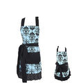Vintage Ruffle Floral Aprons with Pockets for 2 Pockets for Mama and Me (Blue-mama and Me Set)