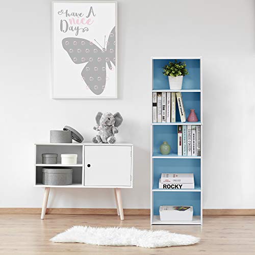 LUDER Book Shelf (White/Light Blue / 5-Tier)