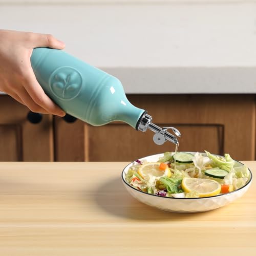 Sweejar 16 Oz Ceramic Olive Oil Dispenser Bottle (Turquoise / 16 Oz(Silver Spout))