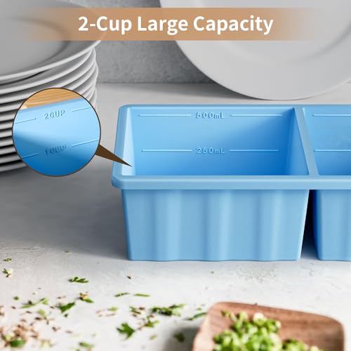 Silicone Freezer Tray for Soup Ice Cubes (Blue(2pack))
