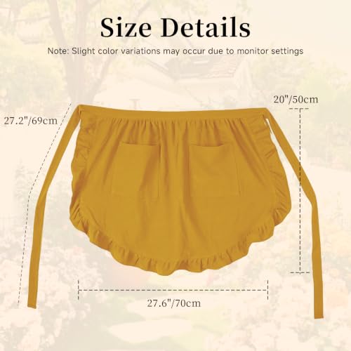 Vintage Maid Apron for Women with Pockets (Ginger Yellow)