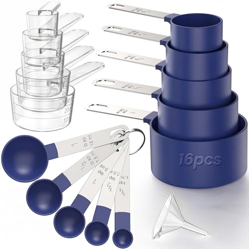 16PCS Measuring Cups and Spoons Set (Blue)