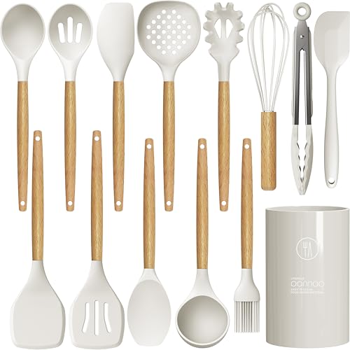 Silicone Cooking Utensils Set (Cream White)
