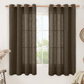 63 Inch Long Linen Curtains for Bedroom 2 Panels (52"W x 63"L (Pack of 2) / Dark Brown)