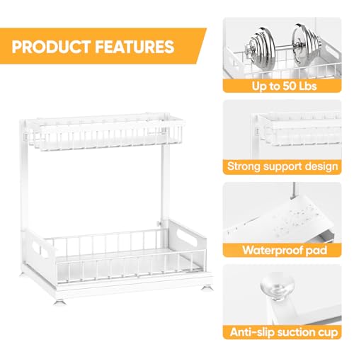 L Shaped Under Sink Organizer (White / 1 Pack)
