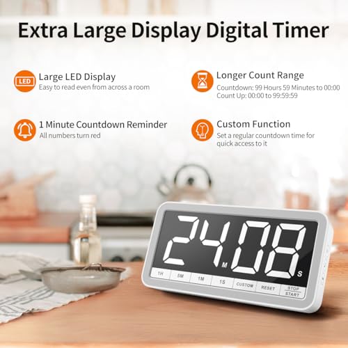 Large 7.8" Digital Timer (White)