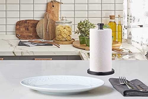 Black Standing Paper Towel Holder for Kitchen& Bathroom Countertop (Black)