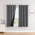 100% Blackout Curtains for Bedroom 2 Panels Set with Black Liner (52"W x 45"L (Pack of 2) / Grey)