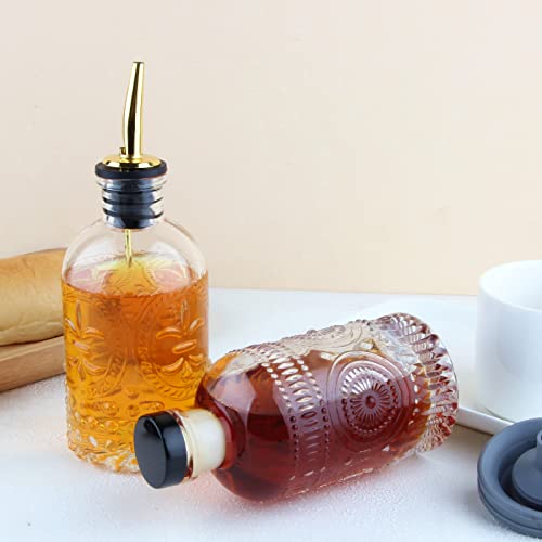 Coffee Syrup Dispenser Bottles Set 2 Pack 7 OZ Simple Small Syrup Bottles Set with Metal Pour Spout Ideal for Coffee Syrups