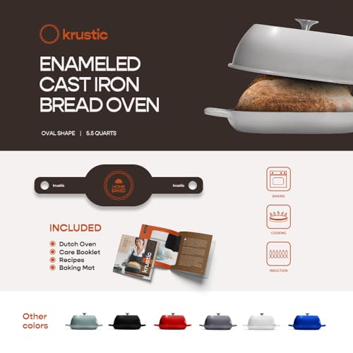 Enameled Cast Iron Dutch Oven for Professional Sourdough Bread Baking (White)