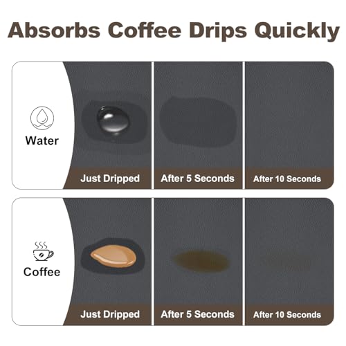 Coffee Mat Absorbent Dish Drying Mat for Kitchen Counter (Dark Grey / 16" x 24")