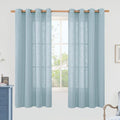 Stone Blue Linen Sheer Curtains 63 Inch Length for Bedroom (52"W x 63"L (Pack of 2) / Stone Blue)