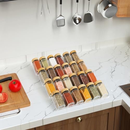 Spice Drawer Organizer 4 Tier (Large / Clear 4 Pack)