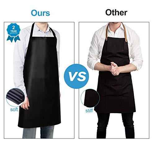 Waterproof Rubber Apron Adjustable Dishwasher Apron (2 Pack / Black)