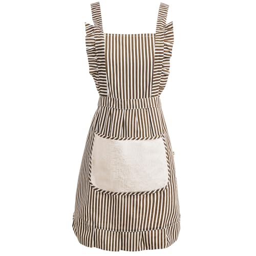Cute Cotton Apron for Women (Medium / Brown)
