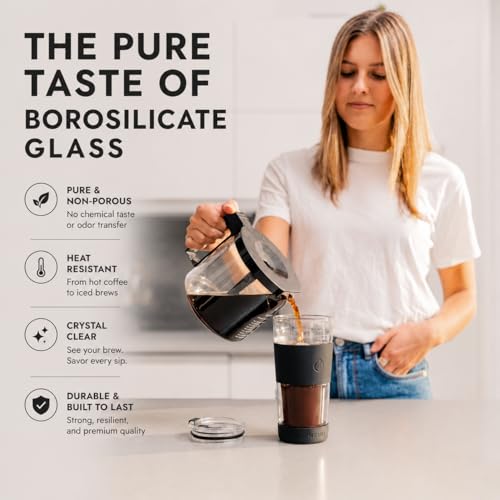 19 oz. Clear Double Wall Glass Coffee Tumbler (New Black)