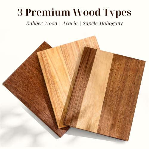 Book Cutting Board Set with Wooden Stand for Home Cooks (Natural Wood Color)
