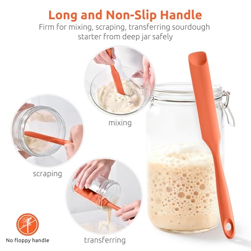 Silicone Jar Spatula for Sourdough Starter (Orange / 9.65 in)