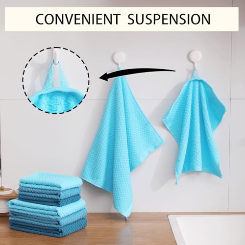 8 Pack 100% Cotton Kitchen Towels and Dishcloths Sets (Ocean Set / 16" x 25" - 8 Pack)