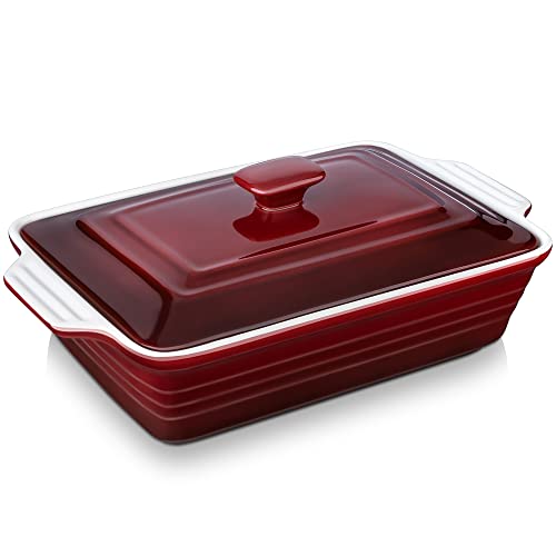 4.5 Quart Ceramic Casserole Dish with Lid (Gradient Red)