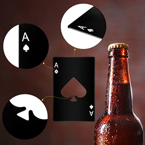 Poker Card Bottle Openers Stainless Steel Poker Card Beer Ace Bottle Cap Openers for Wedding Birthday Party Bridal Shower Table Tools Supplies (Black)