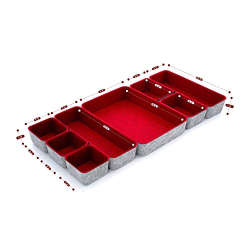 Burgundy Felt Drawer Organizers 8pc Desk Tray Dorm Room Decor Bin (Burgundy)
