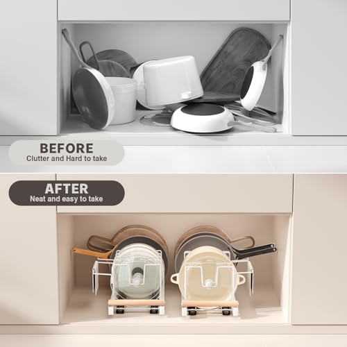 Pull Out Pots and Pans Organizer Under Cabinet (White)