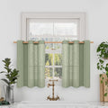 Sage Green Semi Sheer Linen Curtains 36 Inch Length 2 Panels (34"W x 36"L (Pack of 2) / Sage Green)