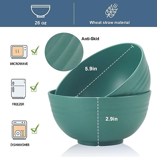 Wheat Straw Bowl Sets (26 oz / Green)