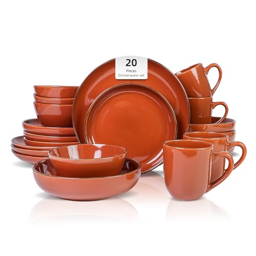 HomeVSS 20 Piece Dinnerware Set (Service for 4 - 20pc Set / Orange)