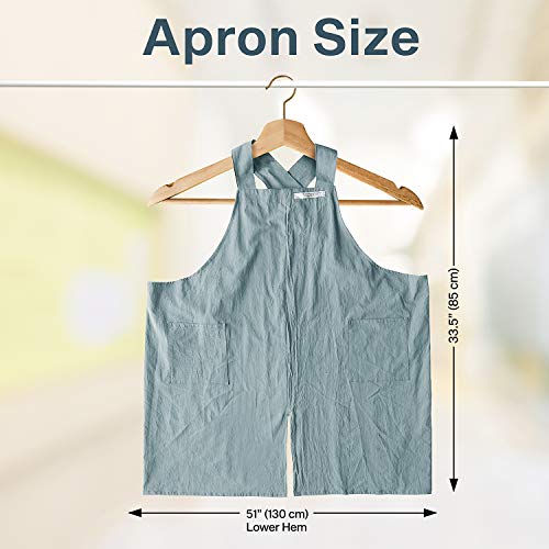 Cotton Aprons for Women Men (Light Blue)