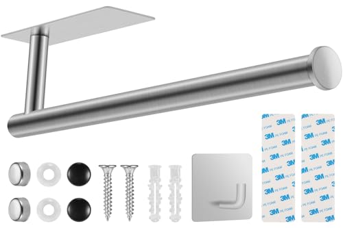 2nd Gen Paper Towel Holder Under Cabinet No Drilling (C_silver)