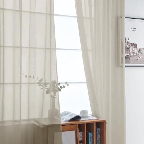 Basic Rod Pocket Sheer Voile Window Curtain Panels Ancient Grey 1 Pair 2 Panels 52 Width 54 Inch Long for Kitchen Bedroom Children Living Room Yard（Ancient Grey (Ancient Grey / 52"W x 54"L (Pack of 2))