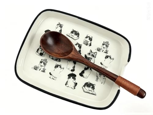 Black White Cat Ceramic Spoon Rest (Study cats)